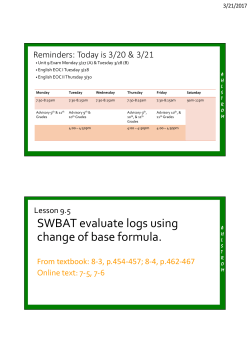 SWBAT evaluate logs using change of base formula.
