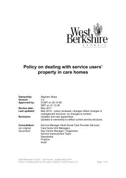 Policy on dealing with service users` property in care homes