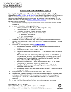 Guidelines for Sushi Rice HACCP Plan (Option A)