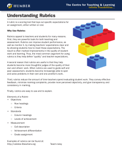 Understanding Rubrics A rubric is a scoring tool that lays out specific