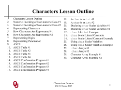 CS1313 Characters and Strings Lesson 1