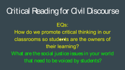 Facilitating Critical Thinking and Civil Discourse in the Secondary