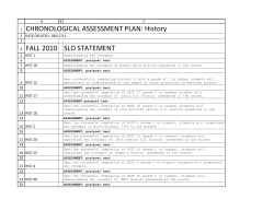 CHRONOLOGICAL ASSESSMENT PLAN: History FALL 2010 SLO