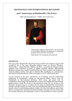 MACHIAVELLI AND INTERNATIONAL RELATIONS 500th