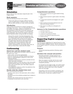 Orientation and Conferencing Plan Stage 1
