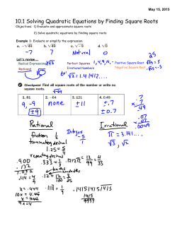 10.1 Solving Quadratic Equations by Finding Square Roots
