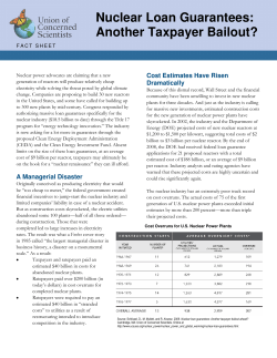 Nuclear Loan Guarantees: Another Taxpayer Bailout?