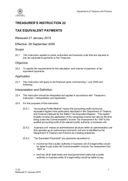 Tax Equivalent Payments - Department of Treasury and Finance