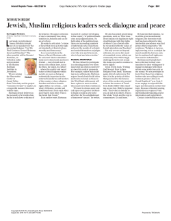 August 25, 2016 - Jewish, Muslim religious leaders seek dialogue