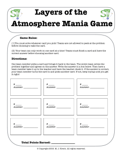 Layers of the Atmosphere Mania Game QUESTIONS