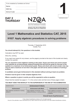 Level 1 Mathematics and Statistics CAT (91027 ) 2015