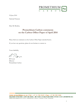 Promethium Carbon comments on the Carbon Offset Paper of April
