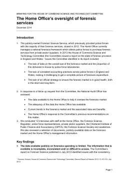 The Home Office`s oversight of forensic services