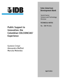 Public Support to Innovation: the Colombian COLCIENCIAS