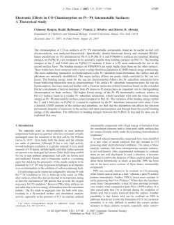 Electronic Effects in CO Chemisorption on Pt&minus;Pb Intermetallic Surfaces