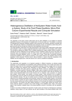 Heterogeneous Distillation of theSystem Water-Acetic Acid- p
