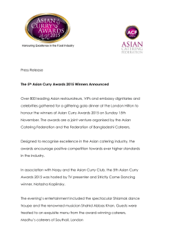 Press Release The 5th Asian Curry Awards 2015 Winners