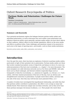 Partisan Media and Polarization: Challenges for Future