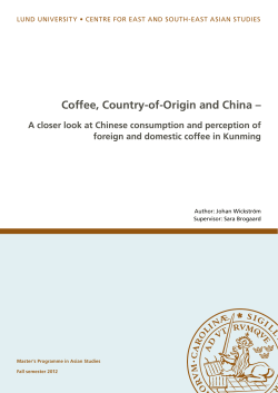 Coffee, Country-of-Origin and China