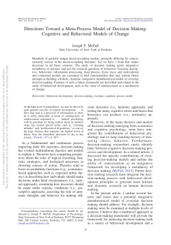 Directions Toward a Meta-Process Model of Decision Making