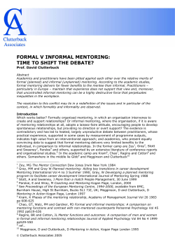 formal v informal mentoring - Scottish Mentoring Network