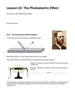 Lesson 23: The Photoelectric Effect