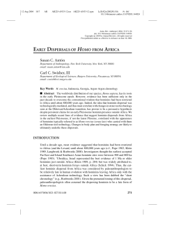 EARLY DISPERSALS OF HOMO FROM AFRICA Susan C. Ant &acute;on