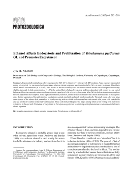 Ethanol Affects Endocytosis and Proliferation of Tetrahymena