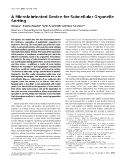 A Microfabricated Device for Subcellular Organelle Sorting