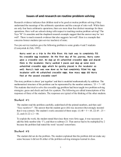 Issues of and research on routine problem solving