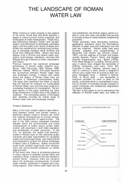 THE LANDSCAPE OF ROMAN WATER LAW