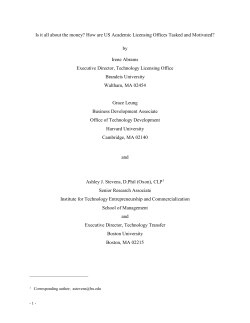 Institutional Evaluation of The Technology Transfer Function