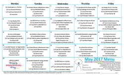 MAY MENU - Senior Resource Association