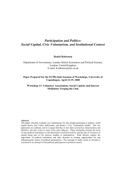 Participation and Politics: Social Capital, Civic