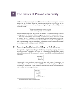The Basics of Provable Security - College of Engineering | Oregon