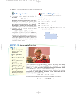 SECTION P.5 Factoring Polynomials