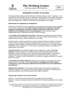 Organizing the Essay Body - Student Academic Success Services