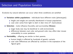 Selection and Population Genetics