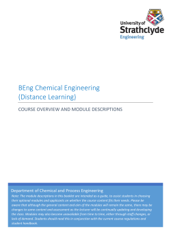 BEng Chemical Engineering (Distance Learning) Module Descriptions