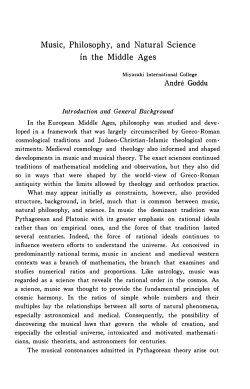 Music, Philosophy, and Natural Science 1n the Middle Ages