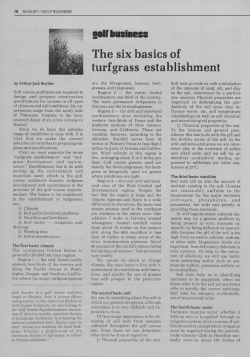 The six basics of turfgrass establishment