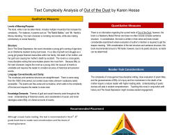 Text Complexity Analysis of Out of the Dust by Karen Hesse
