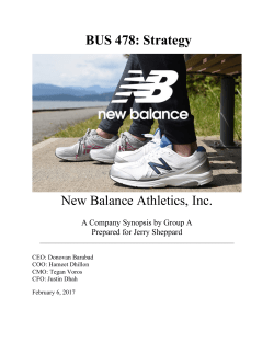 BUS 478: Strategy New Balance Athletics, Inc.