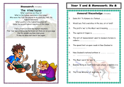The Himalayas Year 7 and 8 Homework: No 8