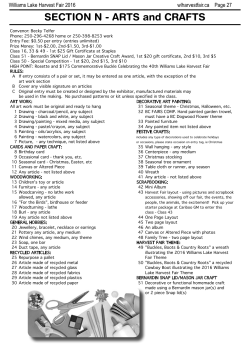 SECTION N - ARTS and CRAFTS - Williams Lake Harvest Fair