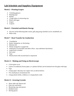 Lab Schedule and Supplies/Equipment
