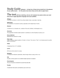 Assonance The repetition of similar vowel sounds in a sentence or a