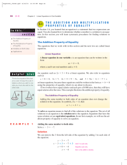 THE ADDITION AND MULTIPLICATION PROPERTIES OF EQUALITY