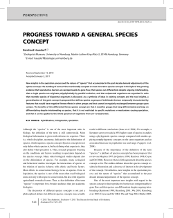 PROGRESS TOWARD A GENERAL SPECIES CONCEPT