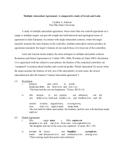 Multiple Antecedent Agreement: A comparative study of Greek and